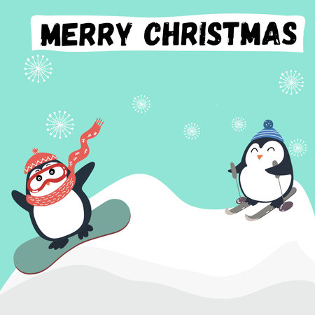 Christmas card Santa Claus and with a deer next to the Christmas tree, the inscription Happy New Year.のイラスト素材