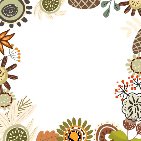 A square frame made of flowers and floral elements.のイラスト素材