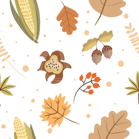 Seamless autumn pattern, Thanksgiving, harvest.のイラスト素材