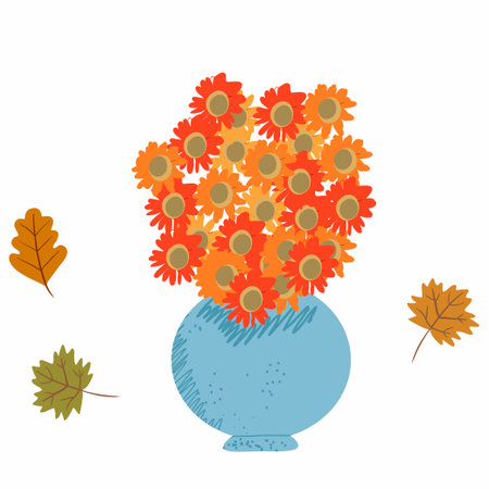 A bouquet of fall flowers. Hand drawn vector illustrationのイラスト素材