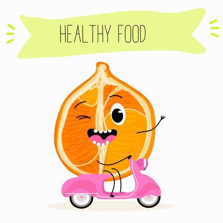 Tangelo, ugli fruit cute funny cheerful characters. Vector hand drawn illustration.のイラスト素材