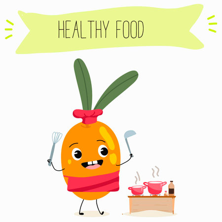 Sea buckthorn, funny berry, fruit cute cheerful characters. Vector hand drawn illustration.のイラスト素材