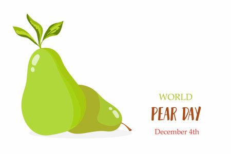 World pear day. Nature, vegetarian food dessert concept. Fresh pear vector illustration. Hand drawn vector.のイラスト素材