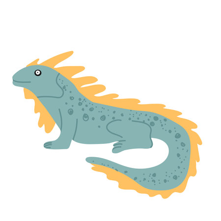 Varan or Komodo dragon, desert lizard, vector illustration isolated on white background. African animal reptiles, Varanus salvator. Colorful clipart, drawn in simple flat cartoon style.のイラスト素材