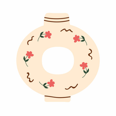 Handmade ceramics pottery. Kitchen utensils. Traditional shapes and patterns. Creativity and art. Hand drawn flat vector illustration isolated on white backgroundのイラスト素材