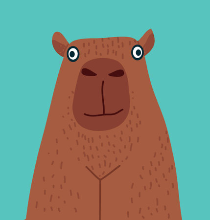 Cute capybara avatar, adorable rodent animal. Hand drawn vector illustration.のイラスト素材
