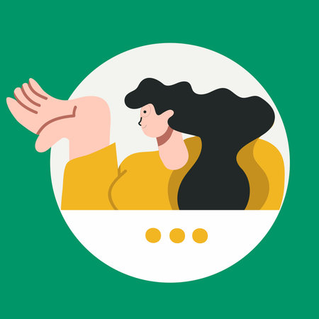 Business logic circle with businesswoman get idea, hand drawn vector illustration.のイラスト素材