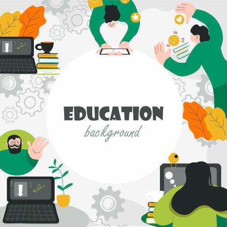 Education background, round, circle, place for text, hand drawn vector illustration.のイラスト素材