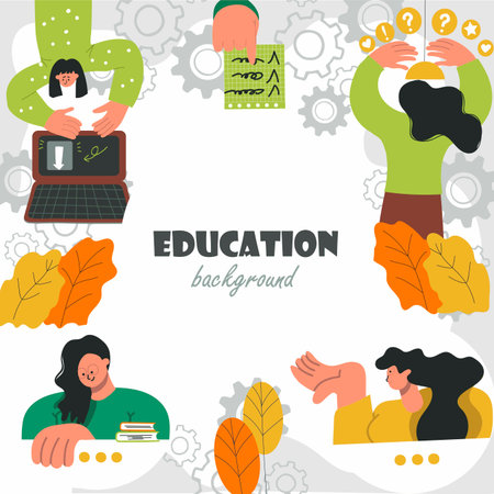 Education background, round, circle, place for text, hand drawn vector illustration.のイラスト素材