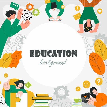 Education background, round, circle, place for text, hand drawn vector illustration.のイラスト素材