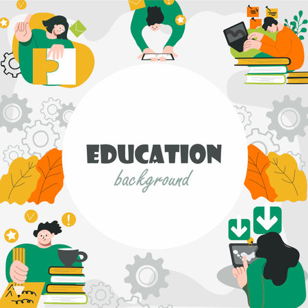 Education background, round, circle, place for text, hand drawn vector illustration.のイラスト素材