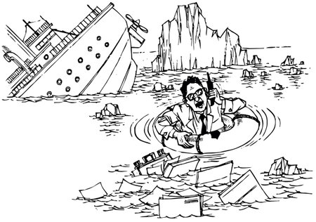 Shipwreck in sea of instructionsの写真素材
