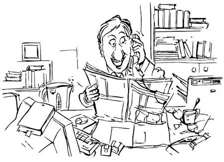 Office worker speaks on the telephoneの写真素材