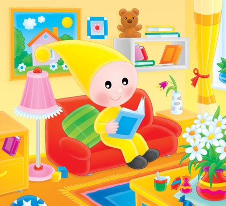 Small gnome reads the bookの写真素材