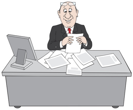 Clerk at paperworkのイラスト素材
