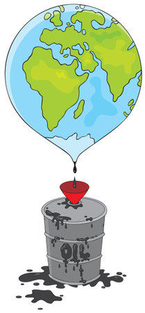 Oil drips out of Earth into a barrelのイラスト素材