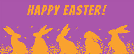 Happy Easter banner. Trendy Easter design set