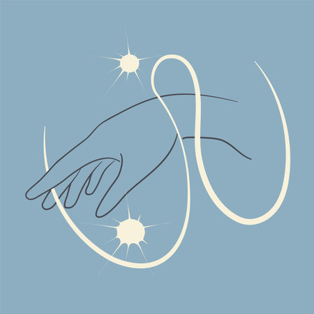 Stars and thread around the hand cardのイラスト素材