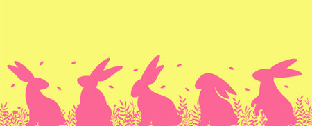 Happy Easter banner. Trendy Easter design with bunnyのイラスト素材