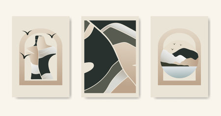 Abstract aesthetic illustrations set with gradient