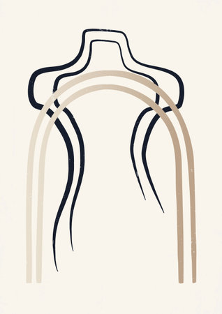 Abstract aesthetic illustration poster with linear body.のイラスト素材
