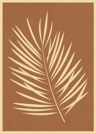 Minimalistic Illustration with leaf in pastel color poster.のイラスト素材