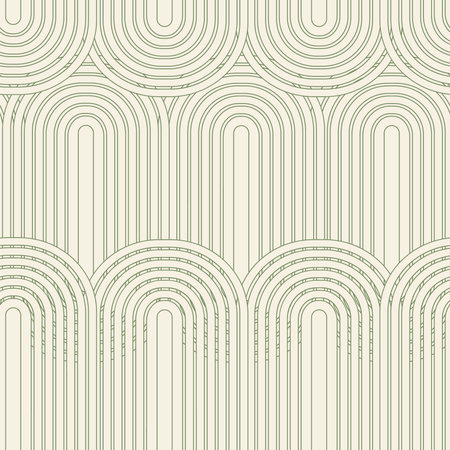 Linear vector pattern, repeating abstract arches, green lstripes.のイラスト素材