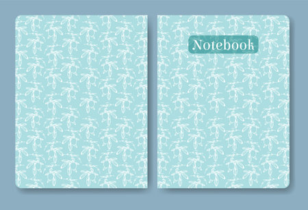 Papaya monochrome sketch seamless pattern notebook cover template. Turquoise colored creative trendy vector illustrationのイラスト素材