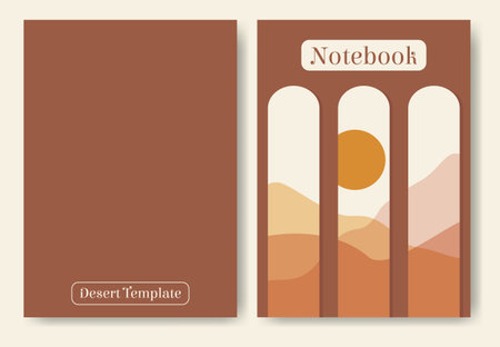 Architecture with arches notebook cover illustration. Modern aesthetic art. Background templateの写真素材