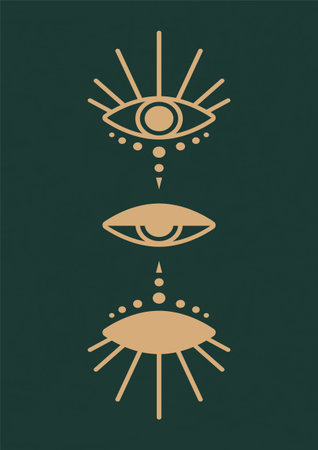 Retro style all-seeing eye print minimalist wall art. Tarot card vector illustration.のイラスト素材