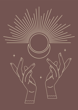 Vector illustration of astrology mystic background with planets.のイラスト素材