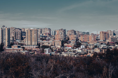 Cityscape in a day time view in full color concept photo. Beautiful urban scenery