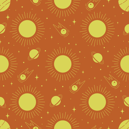 Aesthetic illustrations seamless pattern with heavenly elements.のイラスト素材