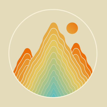 Rainbow mountains in minimal linear style.のイラスト素材