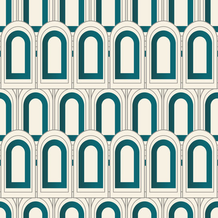 Retro vintage green gradient arches modern seamless pattern.のイラスト素材