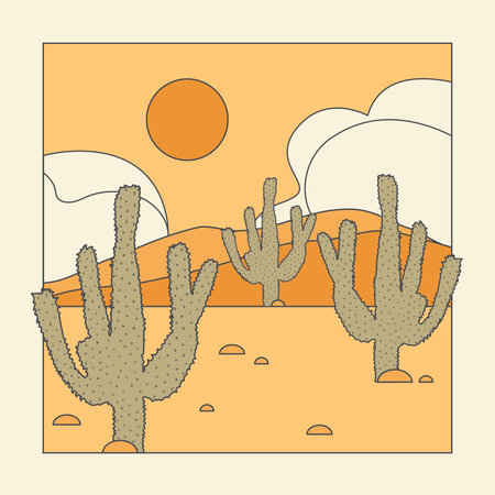 Cactus illustration wild west desert vintage design.のイラスト素材