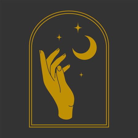 Hand and moon cosmetic vector artのイラスト素材