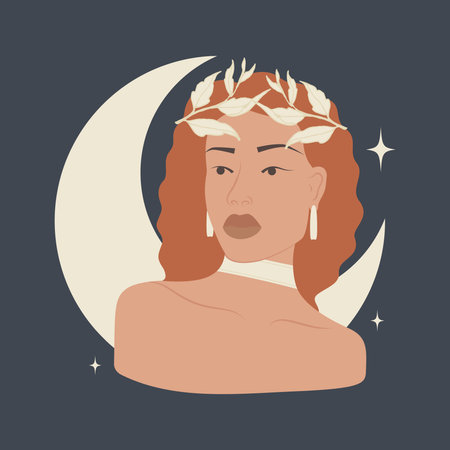 Virgo zodiac sign red hair woman cartoon vector illustration. Young lady water symbol character. Astrology elements vector illustrationのイラスト素材