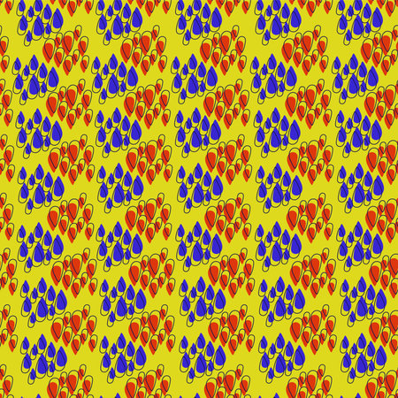 Colorful doodle Easter seamless vector pattern. Abstract colorful drop shape elements. Different size hand drawn elements endless texture. Vector endless texture for digital paper, fabric.のイラスト素材