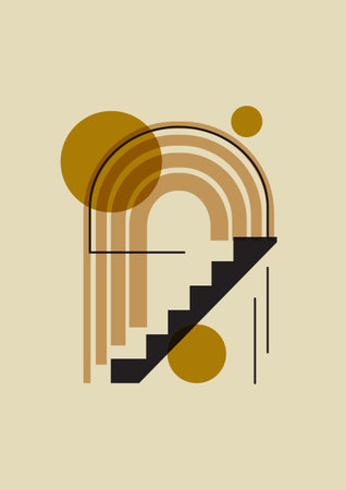 Burnt orange terracotta colors balancing shapes poster. Minimalist aesthetic illustration. Home decor wall prints. Modern wallpaper art boho style artistic design. Contemporary artistic printable EPS10 vectorのイラスト素材