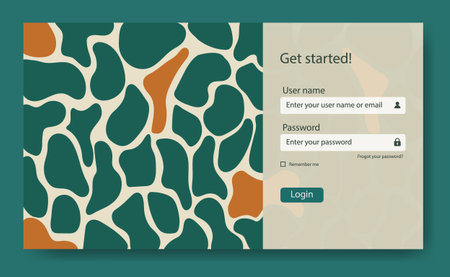 Registration at website. Website Design Template. Web UI UX Design. Landing page template with email and password in flat design. Professional minimalistic web design, full set of elements. User-friendly design materials.のイラスト素材
