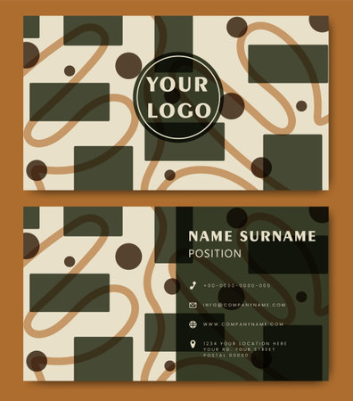 Business card design template in modern style. Double sided corporate card template with abstract elements. Great for invitation, flyer, background decoration.のイラスト素材