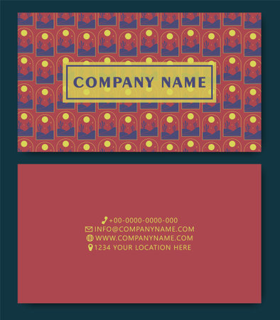 Business card design template in modern style. Double sided corporate card template with travel elements pattern. Great for invitation, flyer, background decoration.のイラスト素材