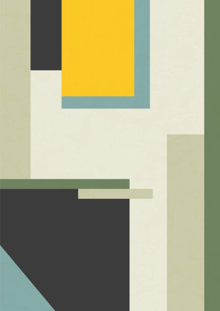 Minimalist poster flat geometric art. Vintage retro texture bauhaus design. Colorful design for...