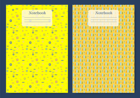 School notebook cover design templates. Diary cover page design flourish abstract illustration. Vector template school timetable for students. It can be used for card, cover book, notebook.のイラスト素材