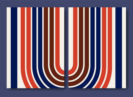 Set of abstract modern art backgrounds with simple geometric shapes of lines. Retro collection...