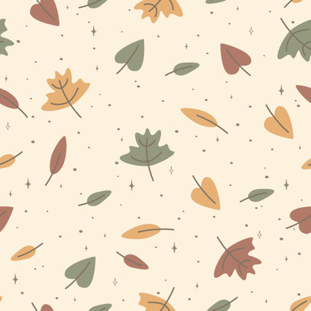 Seamless pattern with colorful autumn leaves. Falling leaf in the forest seamless background. For wrapping paper, fabric print, wallpaperのイラスト素材
