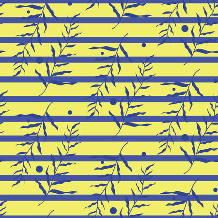 Botanical vector blue branches seamless pattern. Floral design for home decoration, wall art. Aesthetic bohemian illustration. For wrapping paper, fabric print, wallpaperのイラスト素材