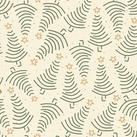 Winter graphic seamless pattern with christmas tree. Hand drawn vector illustration. New Year wrapping paper, for print, paper, design, fabric, decor, background.のイラスト素材