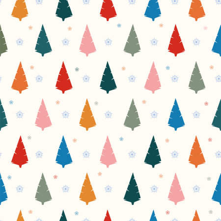 Winter graphic seamless pattern with christmas tree. New Year decorative vector illustration. For wrapping paper, for print, paper, design, fabric, decor, background.のイラスト素材